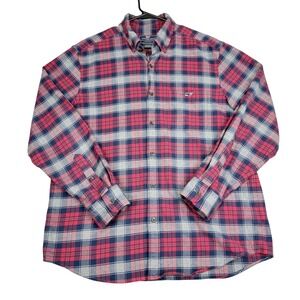 Vineyard Vines Classic Fit Tucker Flannel Shirt Mens Large Red Plaid Button Down